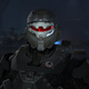 A Spartan wears the Shadow Sorel armor coating in Halo Infinite.